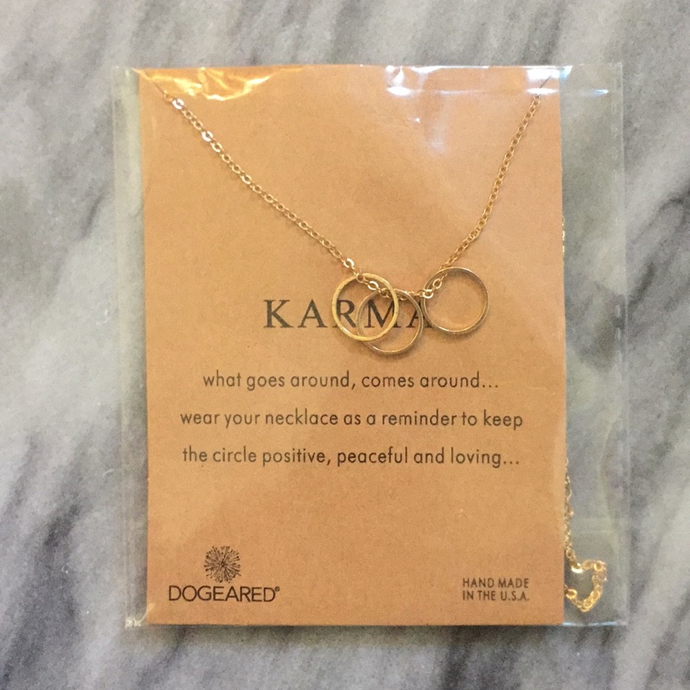 NWT Dogeared Gold Trio Karma Necklace